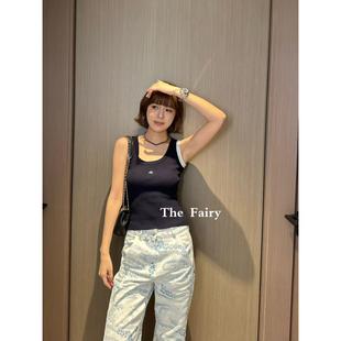 显瘦背心时尚 拼色针织打底衫 上衣修身 女2025年夏季 气质热销潮 新款