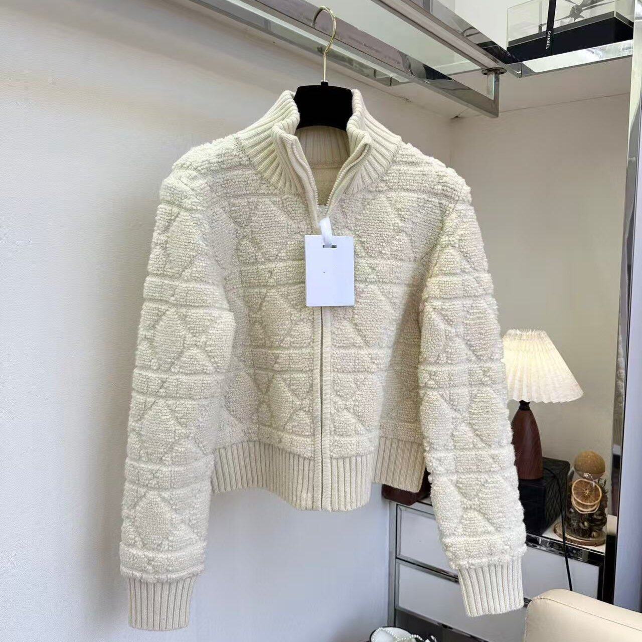 好漂亮韩系复古撞色条纹针织开衫女慵懒风翻领拉链毛衣外套时尚潮