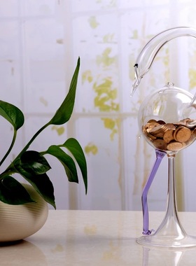 创意玻璃水鸟存钱罐透明手工艺品儿童创意可爱礼物摆件节日送礼