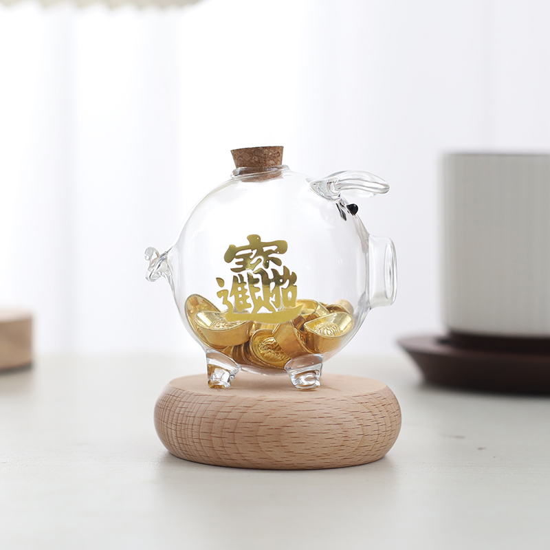 攒金豆豆小猪玻璃储存罐