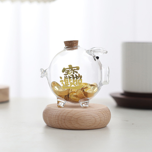 迷你小猪攒金豆豆玻璃瓶存金豆豆小猪瓶黄金金条瓜子收纳瓶情人节