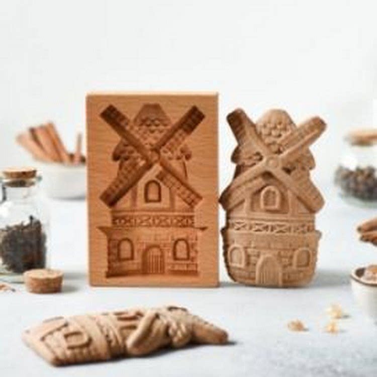 节日烘焙木质姜饼曲奇饼干仿真模具松子玫瑰花工艺品食品饼干模型