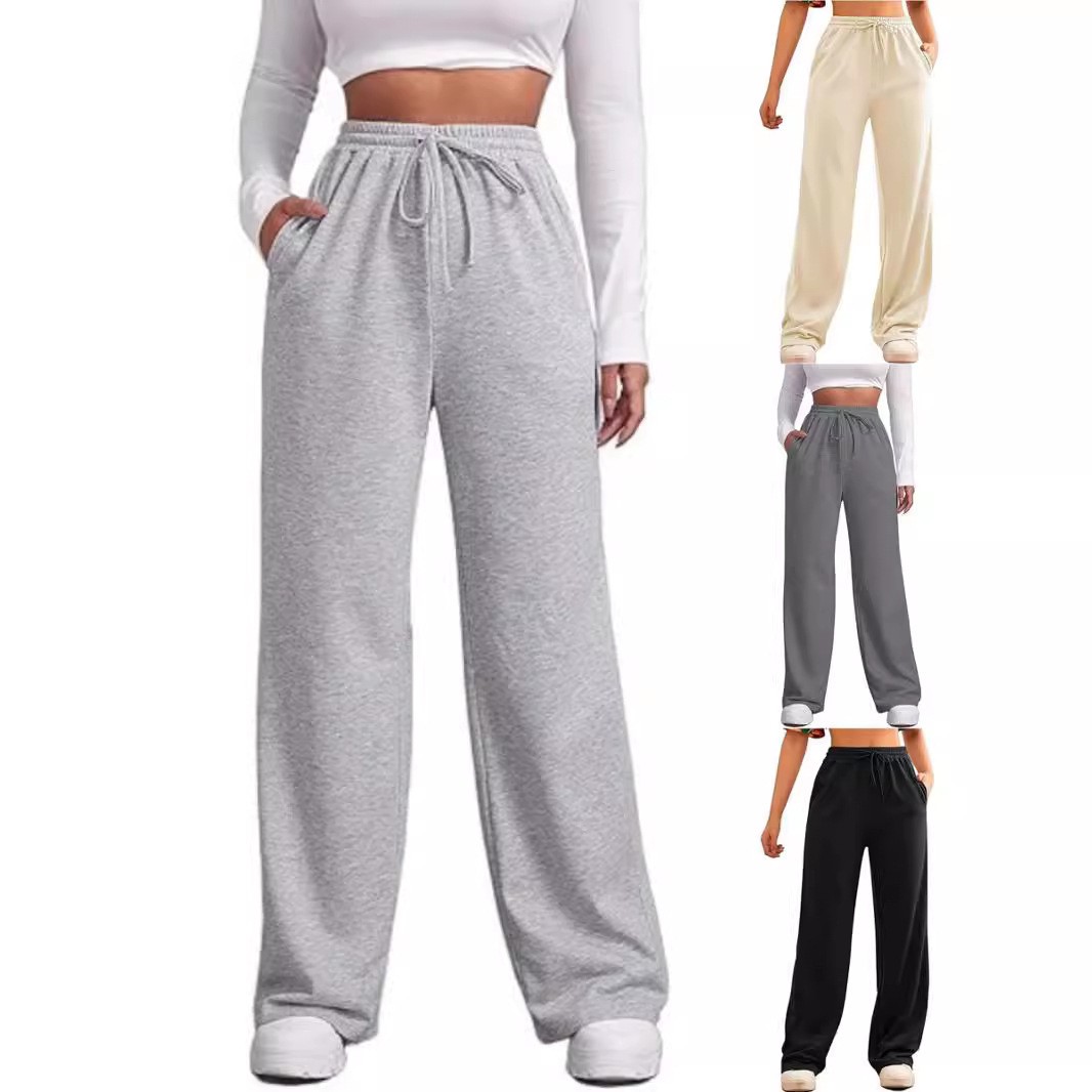 Women Wide Leg Sweatpants Baggy Lounge Travel Pants Joggers - 实物图