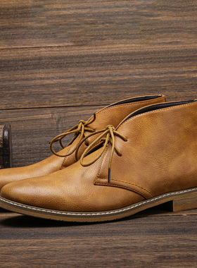 Big size Men Casual leather shoes ankle boots复古大码男皮鞋