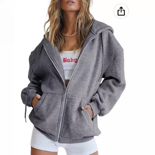 Women Zip Up Hoodies Oversize Sweatshirts Fall School Jacket