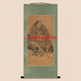 伏羲画像 太昊伏羲氏三帝人物像中式复古古画版卷轴丝绸挂画定制