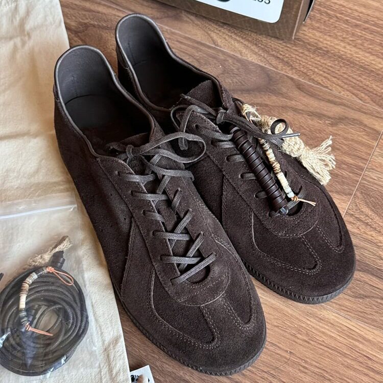 羊皮版~小众真皮磨砂牛反绒德训鞋女阿甘鞋百搭平底复古运动板鞋