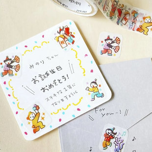 bande日本猫咪派对小人庆祝队爱心动物三明治手帐贴纸素材女子博