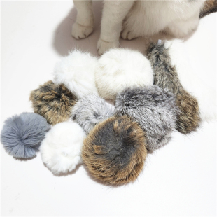 猫玩具兔毛球兔毛条真兔毛逗猫球气味丰容宠物嗅闻 包邮 多省
