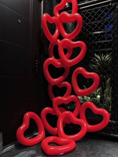 七夕节门店氛围布置装饰红色爱心气球PVC加厚品质背景墙情人节
