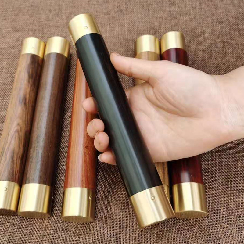 迷你款二棒子黑檀金丝楠文玩红木把棍随身太极棒行功棒饰品送礼