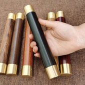 迷你款 二棒子黑檀金丝楠文玩红木把棍随身太极棒行功棒饰品送礼