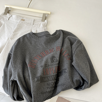 巨好穿深灰色加厚磨毛T恤女打底