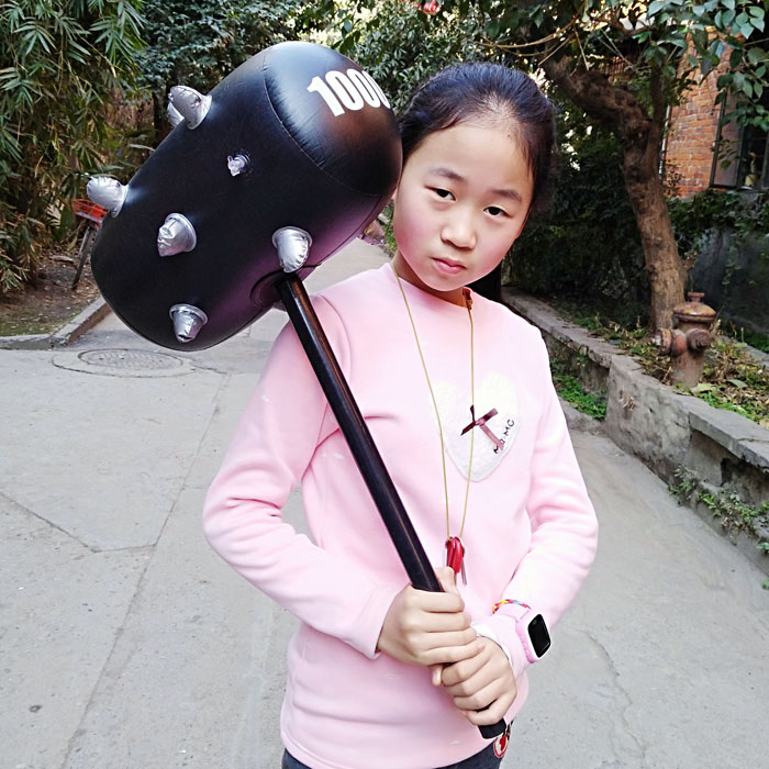 黑色狼牙锤 带钉千吨锤1000ton充气锤子硬柄榔头活动道具打击棒槌