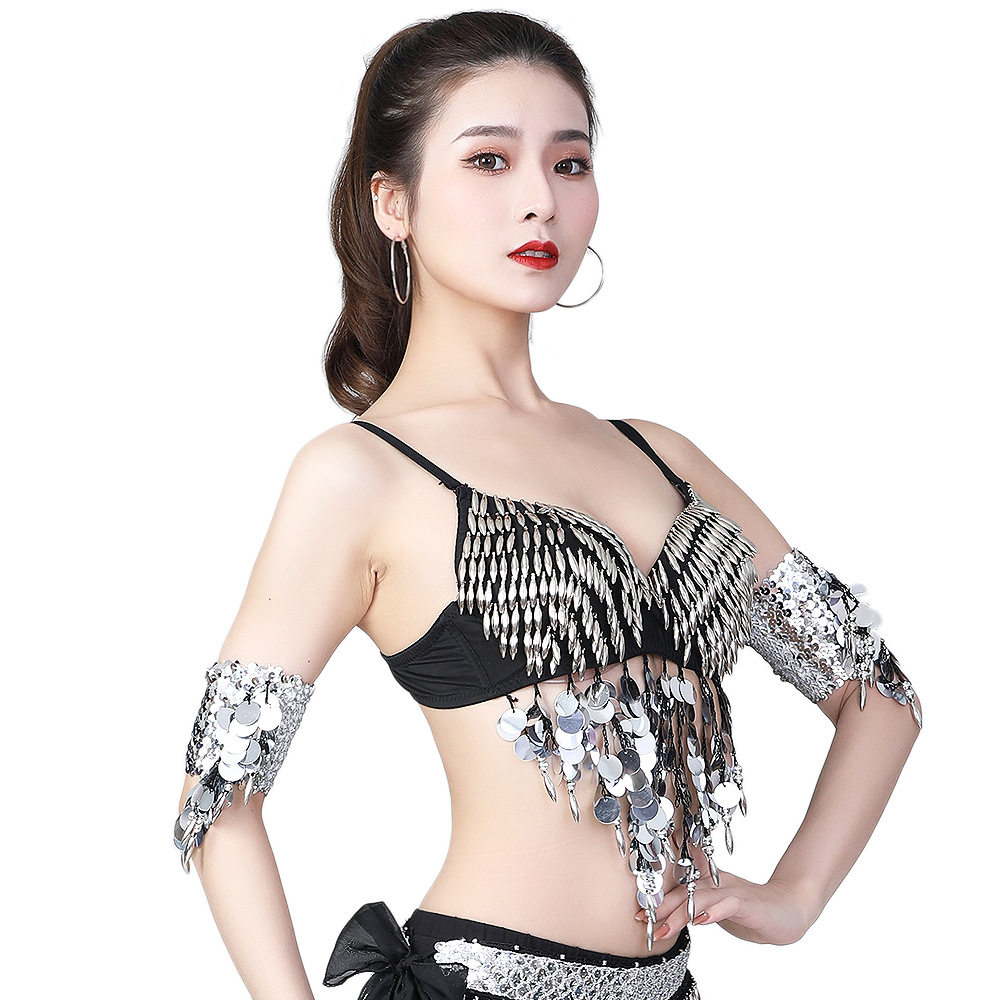 欧美亮片表演服胸衣演出上衣肚皮舞亮片文胸DS夜店舞台亮片流苏服