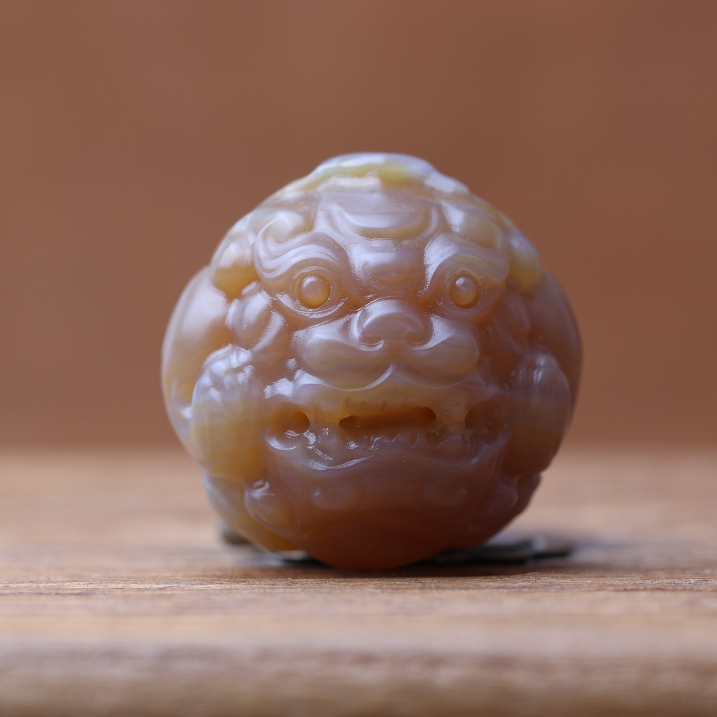 天然巴西原矿 缠丝玛瑙 貔貅手把件 摆件 雕刻件 一对