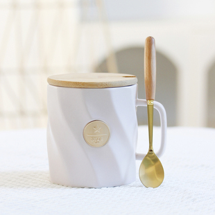 铜牌马克杯定制logo杯子定做带茶滤陶瓷带盖办公室水杯家用礼物