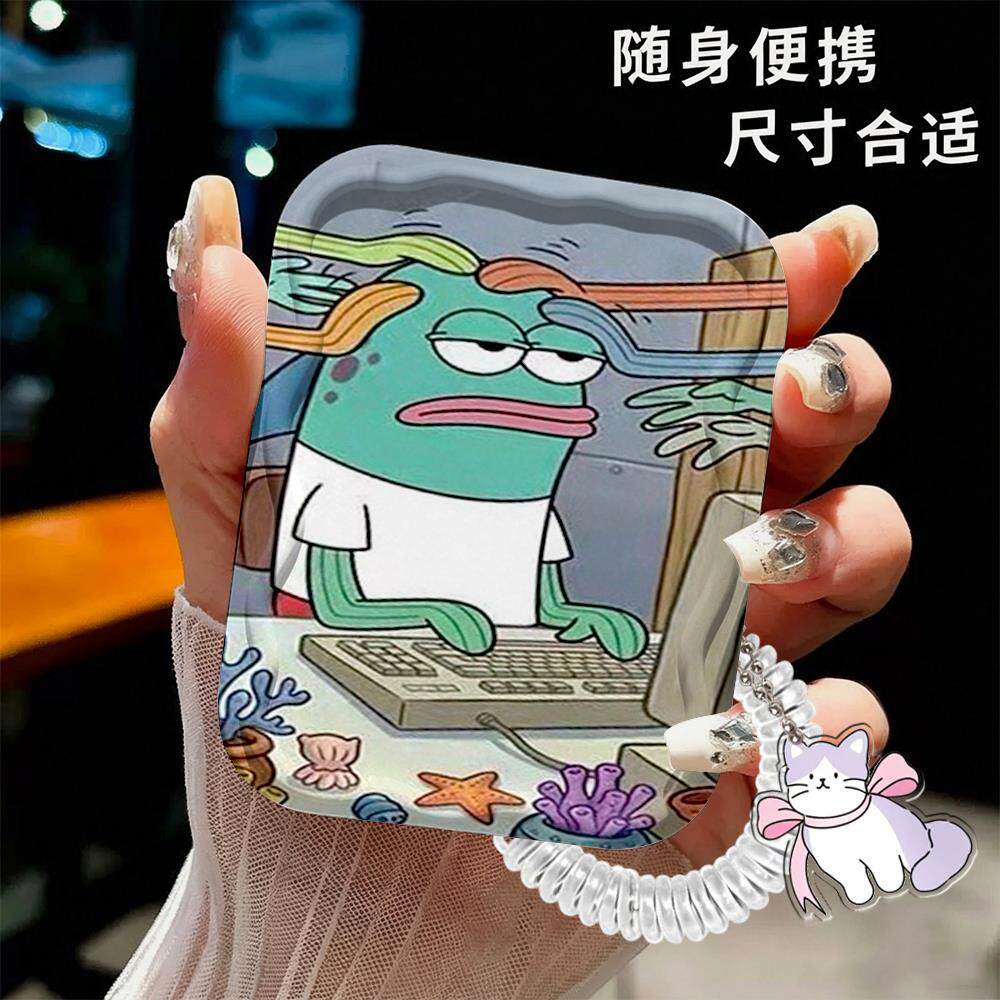 上班摸鱼梳子随身带套装少女心手持翻盖小镜子上课口袋迷你镜梳学