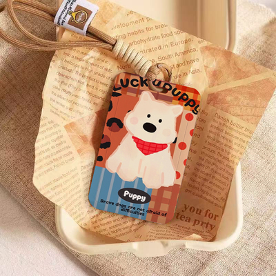 豹纹红围巾西高地狗卡套饭卡公交地铁门禁胸工作牌证件保护套挂绳