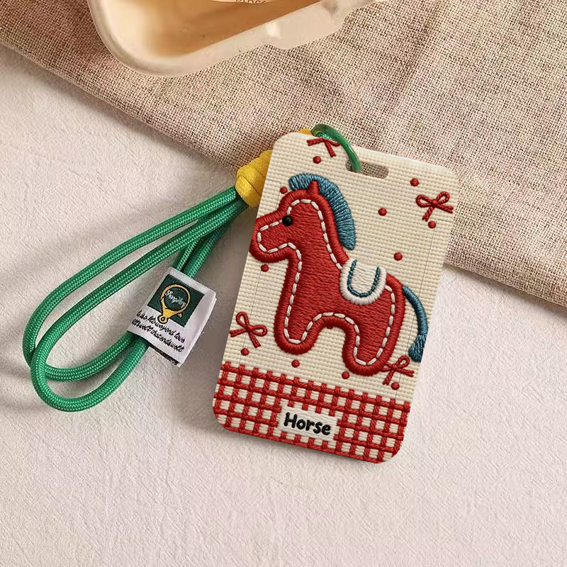 红波点蓝鬓红马仿刺绣饭卡套公交地铁门禁胸工作牌证件保护套挂绳,文具电教/文化用品/商务用品,卡套/证件套,淘宝优惠券,粉丝福利购,淘宝优惠卷