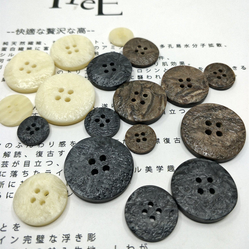 高档树脂纽扣圆形四眼女装大衣扣平面树纹毛衣毛呢外套风衣妮子扣