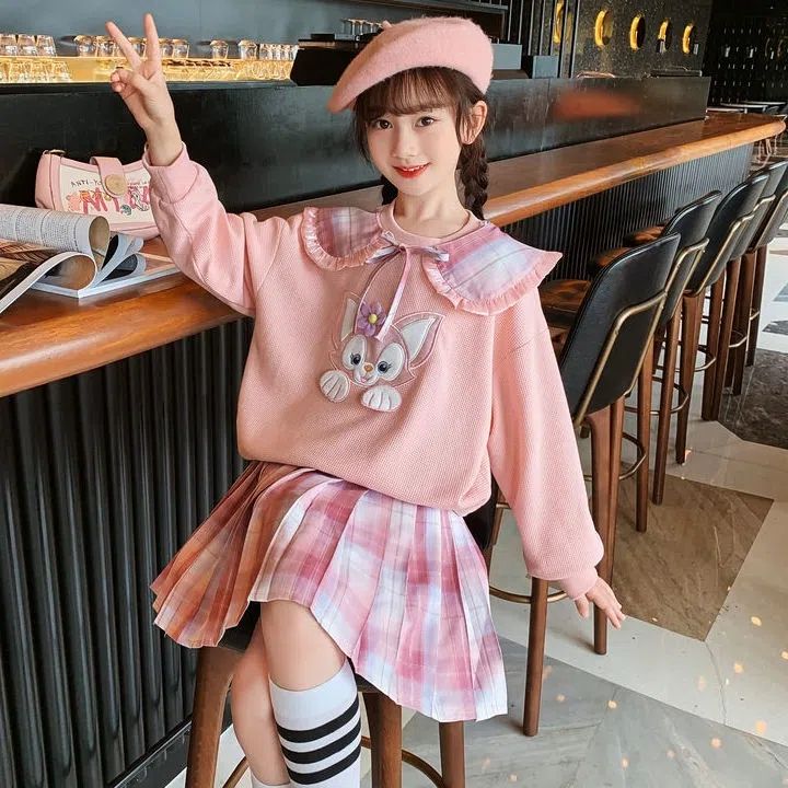 儿童JK制服套装春秋季卫衣裙子两件套女大童洋气女宝卡通可爱衣服