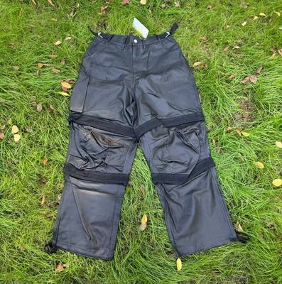 高版FarArchive拉链多层PU皮廓形伞兵裤工装多口袋小众男女