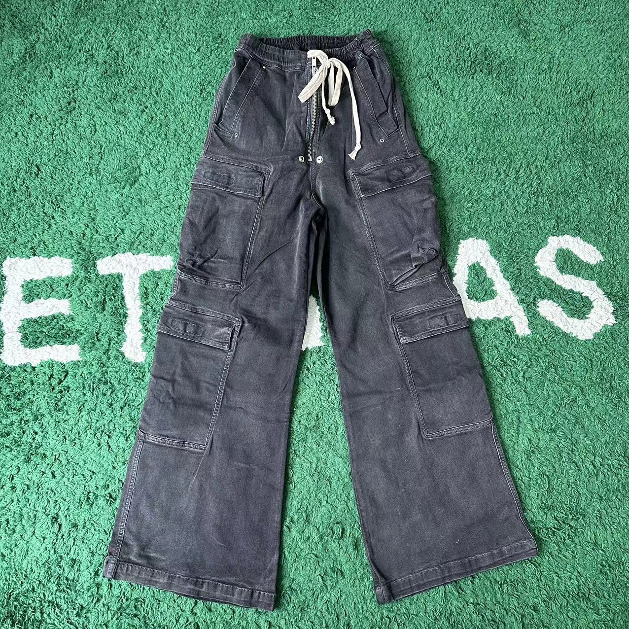 高版本RO风格23ss阔腿水洗灰牛仔裤vibe风烟灰潮牌男女工装长裤