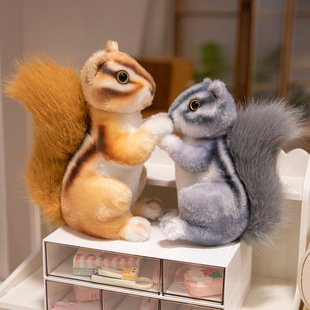 仿真松鼠公仔毛绒玩具小田鼠玩偶灰色小花栗鼠布娃娃拍照道具礼物