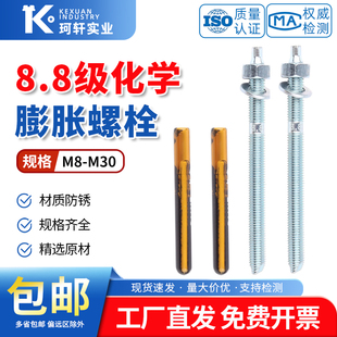 化学螺栓8.8级化学锚栓化学膨胀螺栓加长M8M10M12M14M16M18M20M24