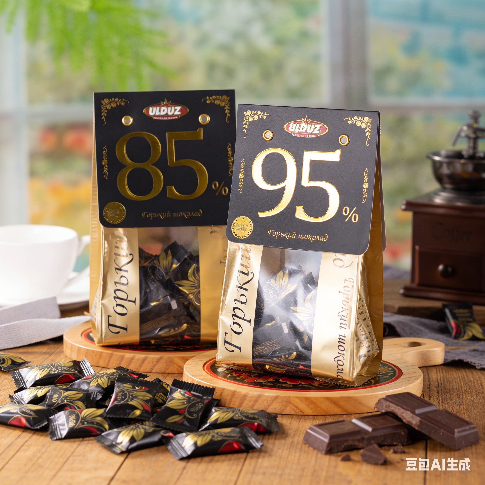 俄罗斯风味95%纯黑苦巧克力纯可可脂代餐零食品200克原袋装进口