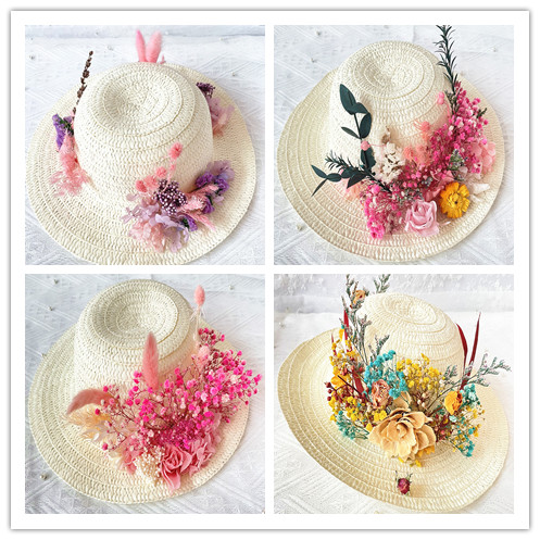 手工制作干花材料包草帽手工干花