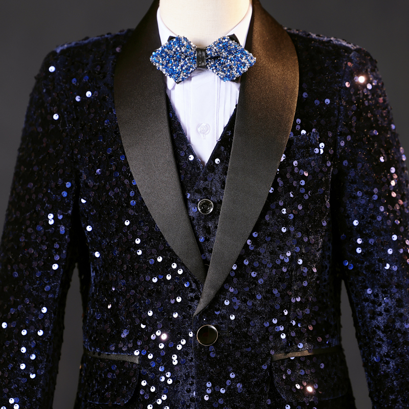 男童高端亮片走秀西服套装