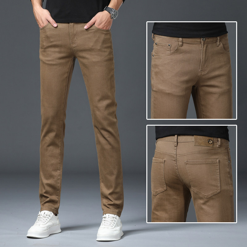 香港高端欧货男士牛仔裤修身小脚弹力时尚2026春季新款休闲长裤子