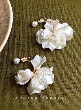 森系超仙~清新甜美立体手工花朵耳环女 一款两戴气质优雅耳饰
