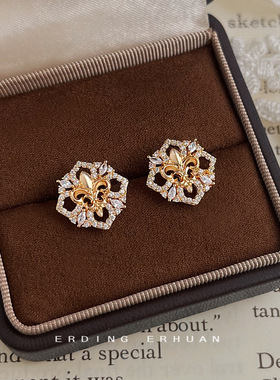 【鸢尾花】系列原创！925银针微镶锆石电镀14K时尚高级感耳饰耳钉