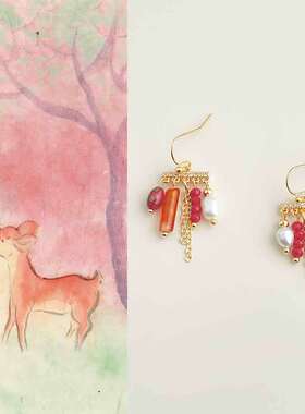 原创手作新中式淡水珍珠锆石流苏耳环文艺复古民族风小众轻奢耳饰