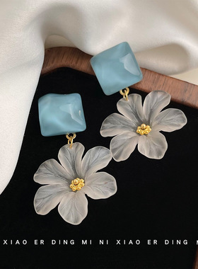 夏日新款女神气质优雅清新甜美花朵夸张耳环原创设计手工耳饰