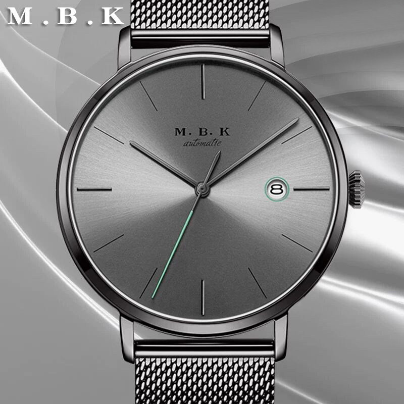欧美进口MBK手表男士全自动机械表防水超薄男表简约ins风情侣mbk