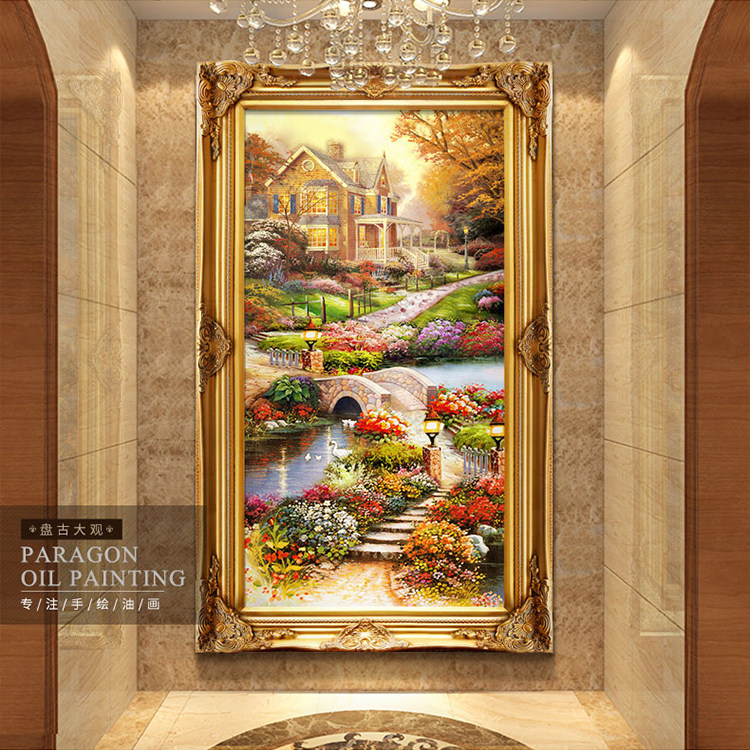 5d钻石画满钻客厅玄关竖版十字绣钻石新款欧式梦幻家园钻石绣风景