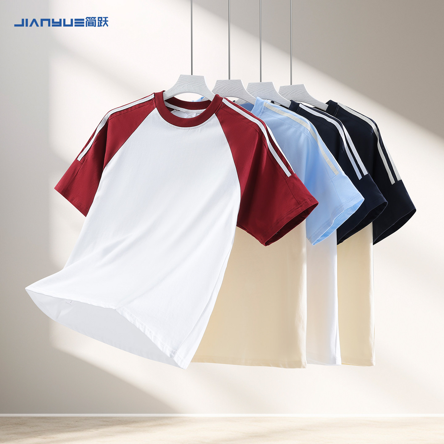 纯棉插肩袖班服定制印logo图案