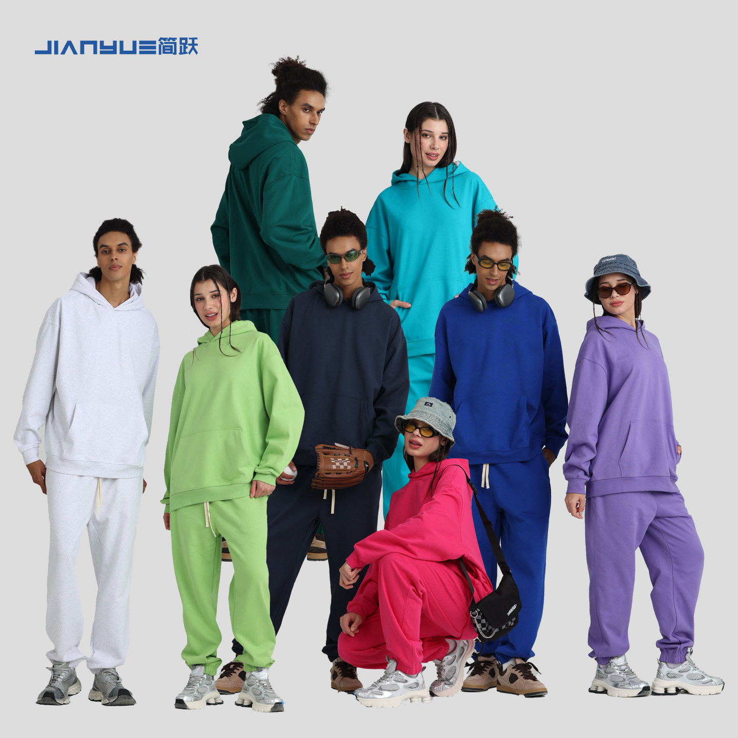高品质重磅无帽绳卫衣外套衣服