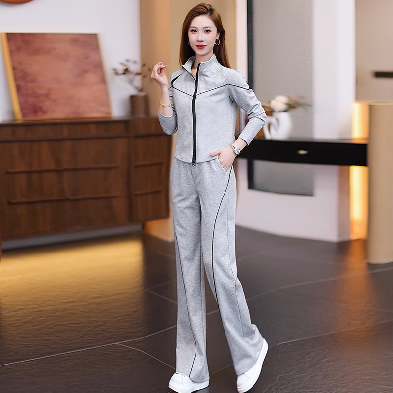韩版立领拉链套装女秋季时尚显瘦百搭运动服穿搭气质潮牌两件套