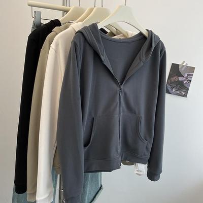 软绵绵双面德绒连帽拉链卫衣女冬