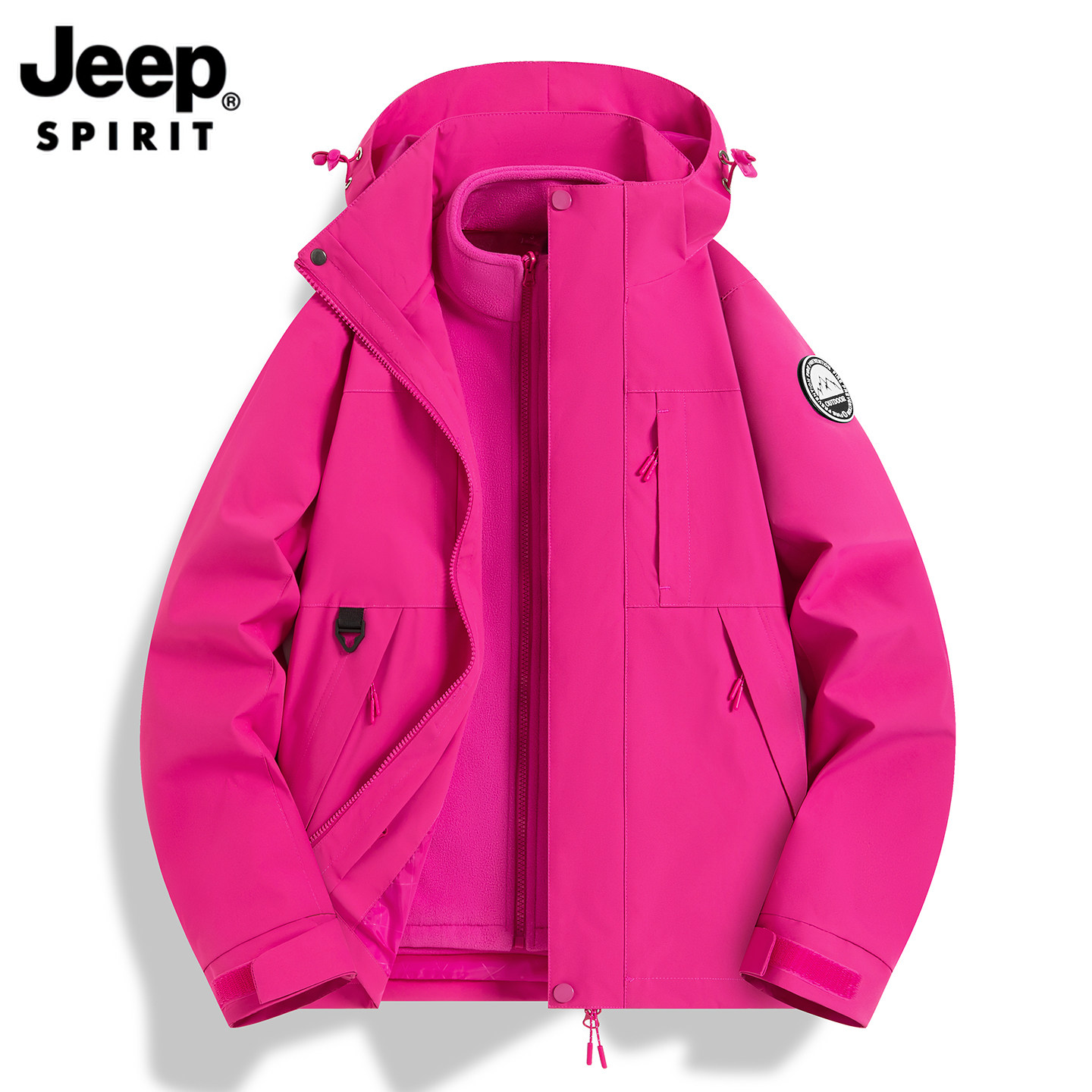 JEEP SPIRIT吉普2025冬季男女情侣款芭比粉户外防风三合一冲锋衣,男装,夹克,淘宝优惠券,粉丝福利购,淘宝优惠卷