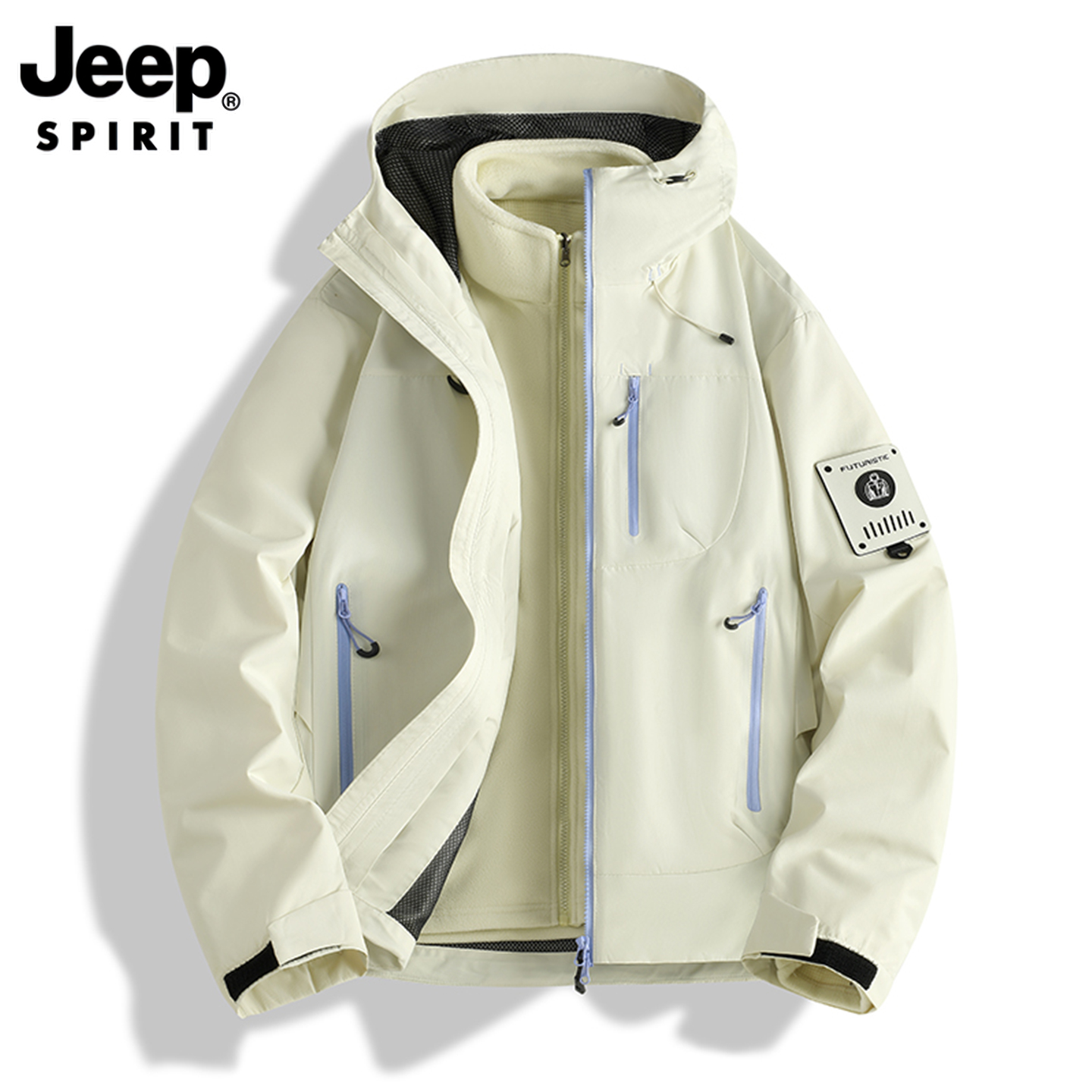 JEEP SPIRIT吉普2025秋冬季男女新款冲锋衣雪芥黄三合一夹克外套