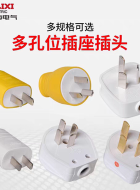德力西插头不带线10a16a三角二脚