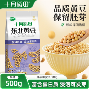 十月稻田东北黄豆大豆500g可生豆芽打豆浆1斤尝鲜装 粗粮五谷杂粮