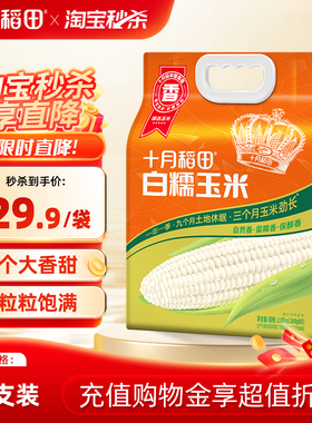 十月稻田白糯玉米低脂大棒黏苞米260gx8真空装包装袋粘糯香大棒