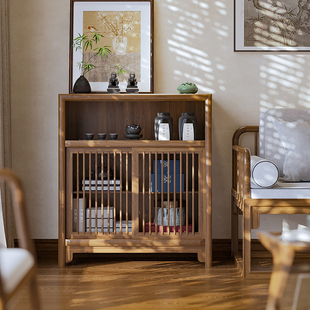 新中式实木茶边柜茶室茶杯茶壶茶具置物架展示柜多宝阁收纳柜茶柜